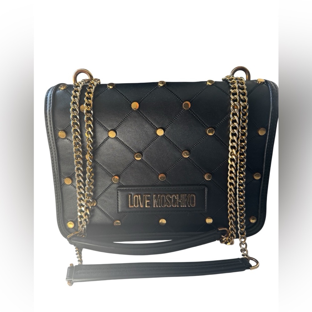 Love Moschino Black Quilted Shoulder Chain ⛓️💥 Bag